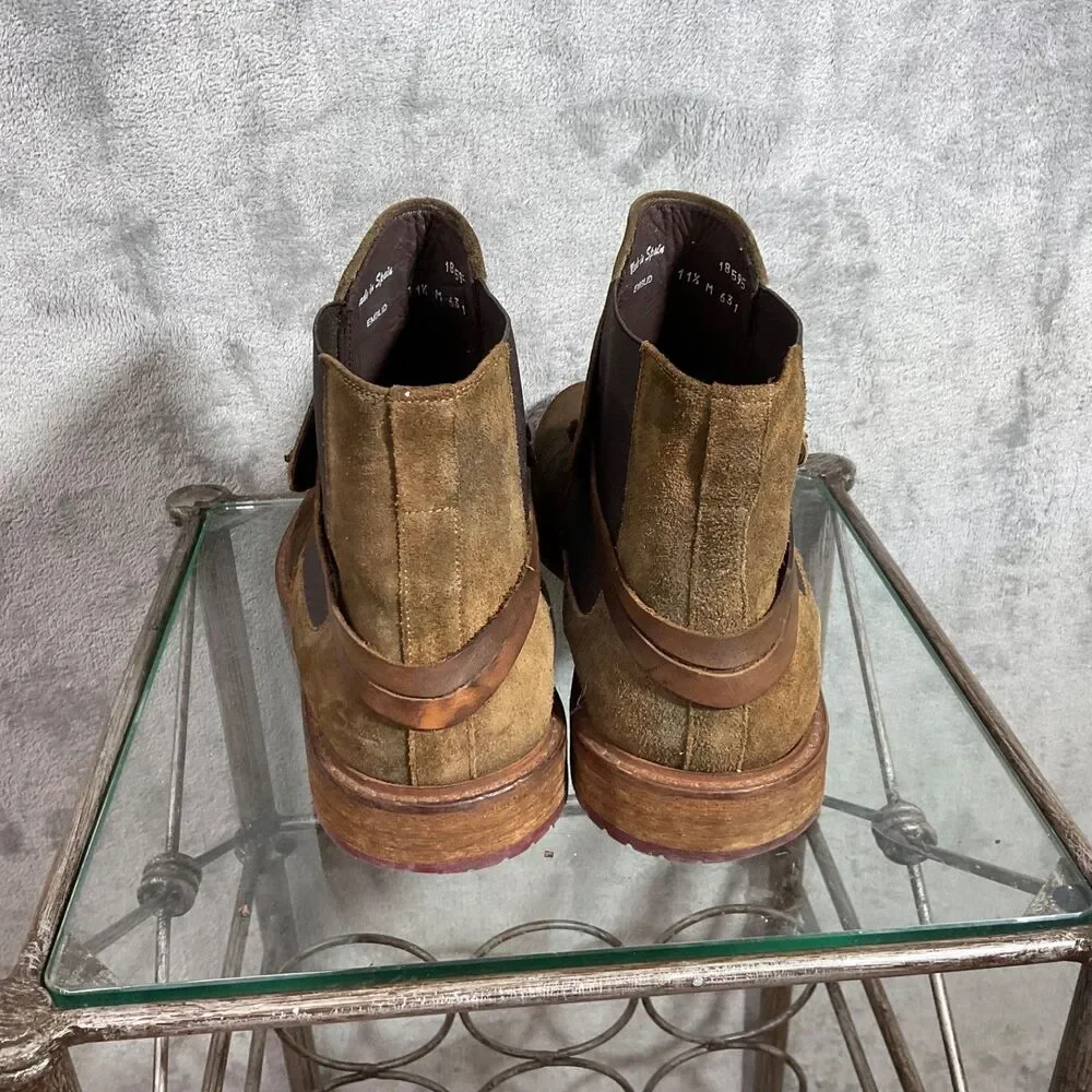 BACCO‎ BUCCI Men's Shoes Italian Leather Chelsea Harness Boots Size 11.5 Brown